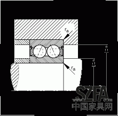 角接觸球軸承 30/8-B-2Z-TVH, 雙列，雙側(cè)間隙密封，接觸角 α = 25°