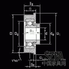 外球面球軸承 CRB30/92, 帶橡膠插入件，偏心鎖圈定位，兩側(cè) P 型密封